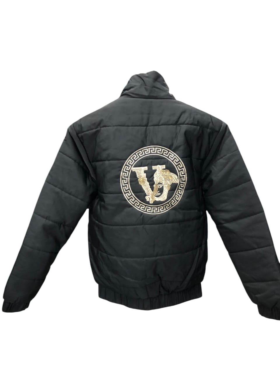 Black Quilted High-Collar Padded Jacket